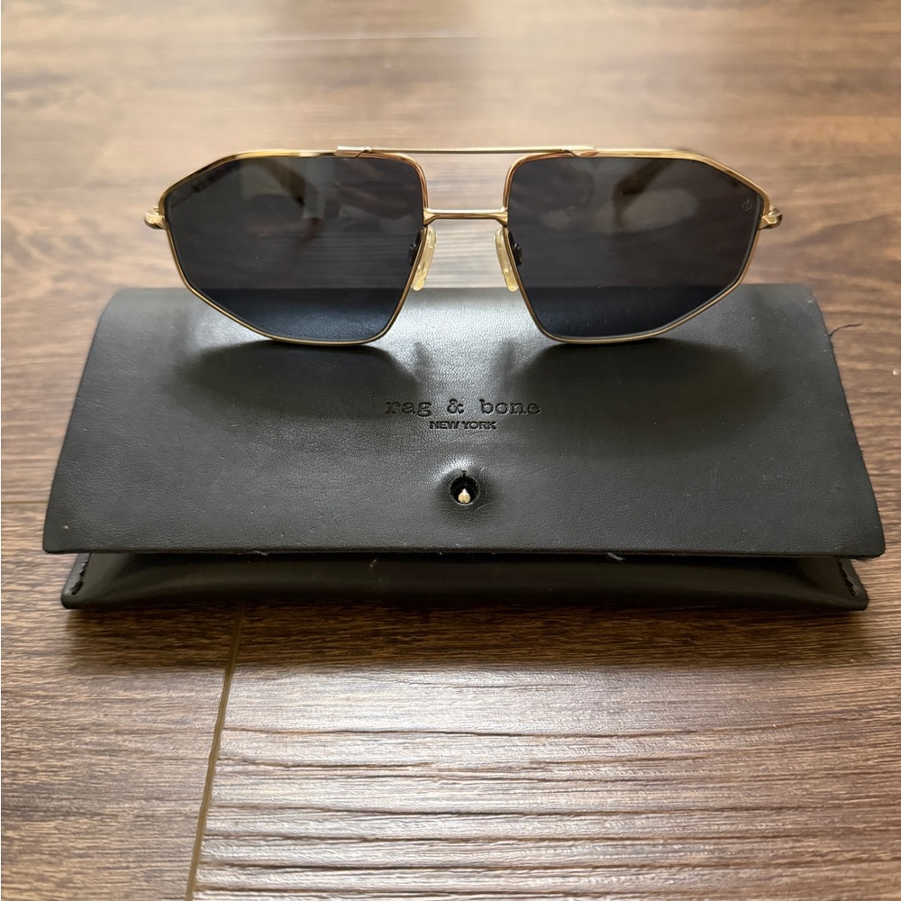 Rag & Bone Gold Frame Sunglasses with Dark Lenses